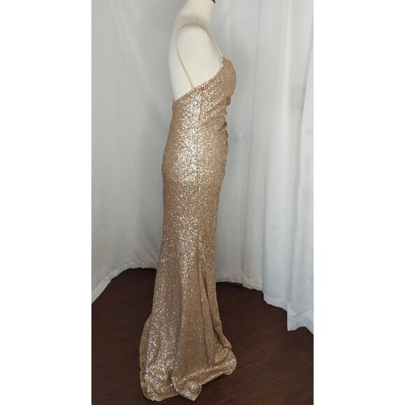Sorella Vita Dress 10 Maxi Formal Gown Rose Gold Sequins Bridesmaid 8884 Prom - Picture 10 of 16